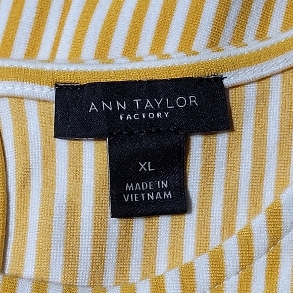 Ann Taylor Factory Peplum Yellow & White Striped Sleeveless Top (XL) - Picture 6 of 8